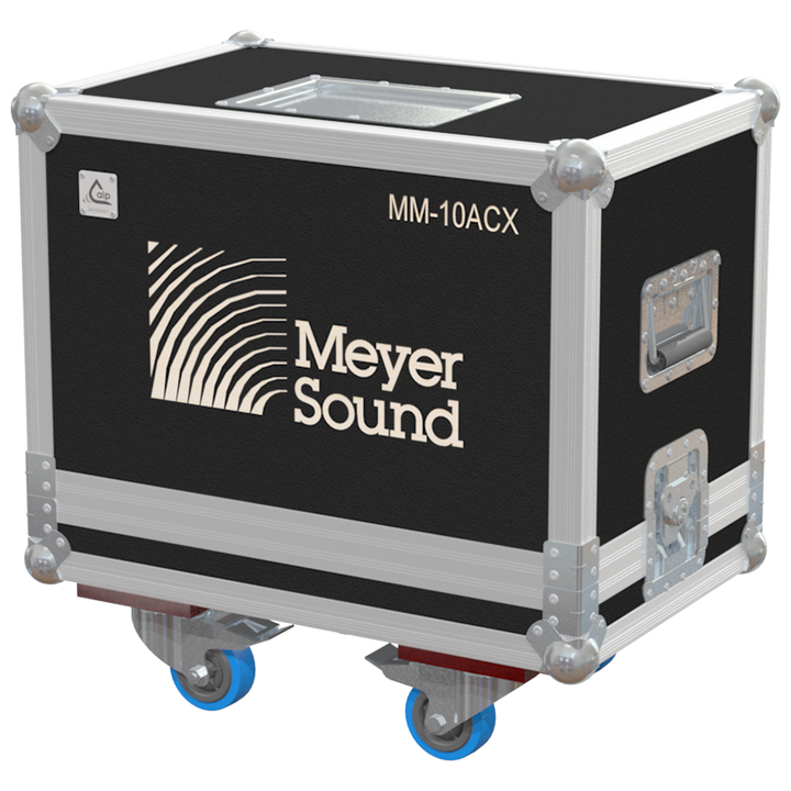 Front view of the professional touring flight case for 1x Meyer Sound MM-10ACX subwoofer by ALP Flight Cases