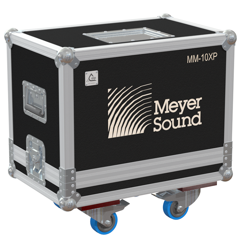 Front view of the professional touring flight case for 1x Meyer Sound MM-10XP subwoofer by ALP Flight Cases
