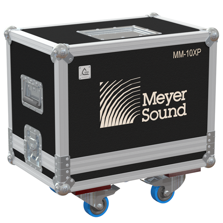 Front view of the professional touring flight case for 1x Meyer Sound MM-10XP subwoofer by ALP Flight Cases