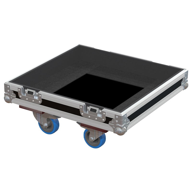 Empty interior of the flight case for NEXO ID S110 showing precision CNC-cut foam for high-density audio protection