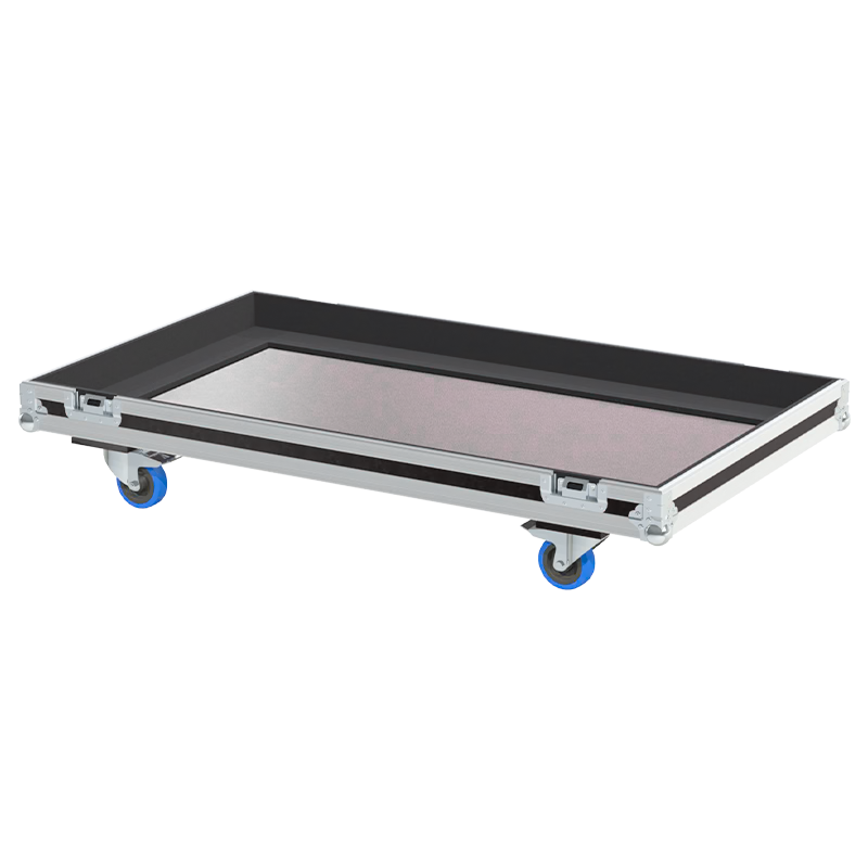 Empty interior of the flight case for NEXO RS 18 showing reinforced base and precision CNC-cut foam for heavy-duty protection