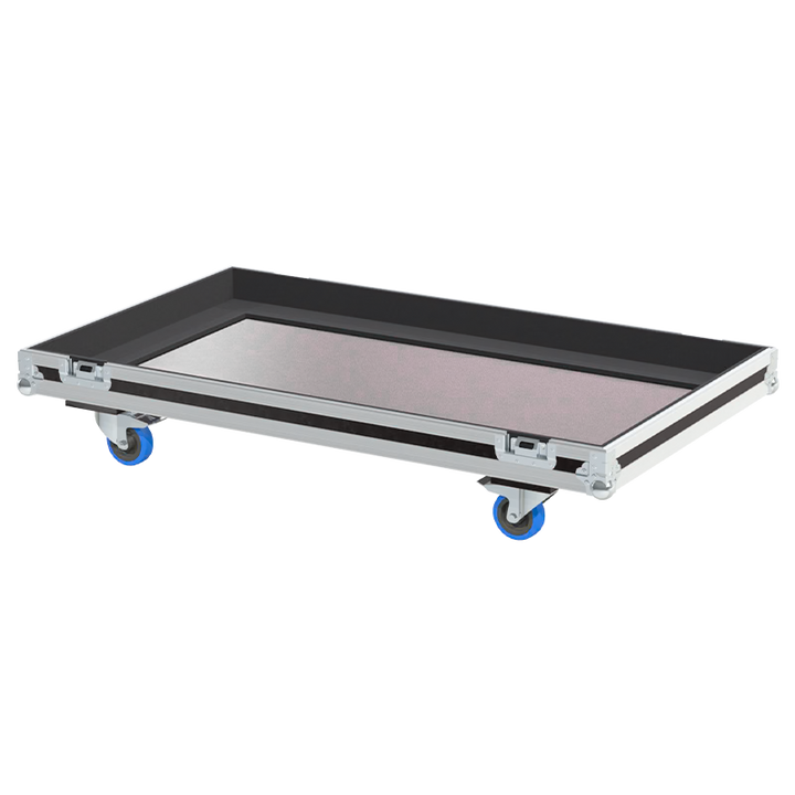 Empty interior of the flight case for NEXO RS 18 showing reinforced base and precision CNC-cut foam for heavy-duty protection