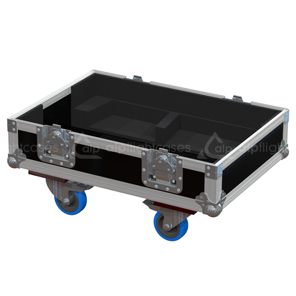 Empty interior of the twin flight case for d&b audiotechnik Q1 showing precision CNC-cut foam for line array protection
