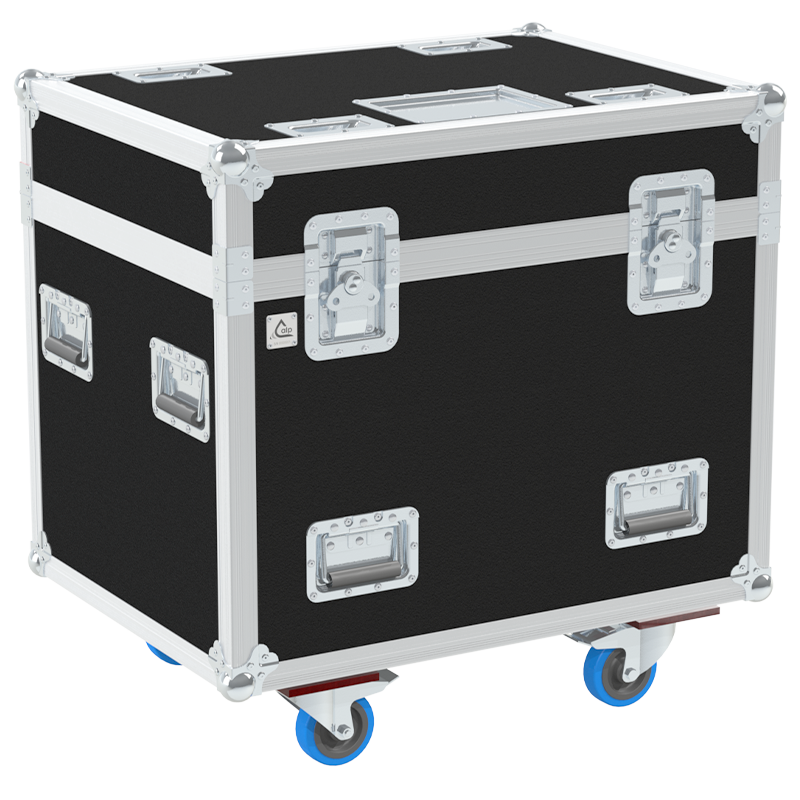 Front view of the professional twin touring flight case for 2x d&b audiotechnik Y7P speakers by ALP Flight Cases