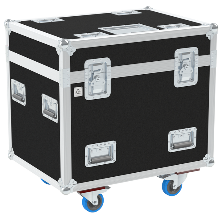 Front view of the professional twin touring flight case for 2x d&b audiotechnik Y7P speakers by ALP Flight Cases