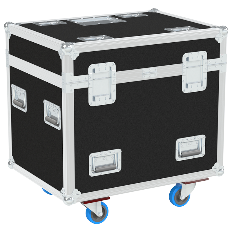 Rear view of the road case for d&b Y7P showing heavy-duty hardware and 10mm birch plywood construction