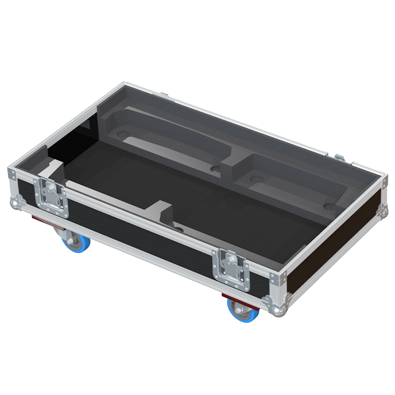Empty interior of the flight case for 2x HK Audio Linear 5 115 F showing precision CNC-cut foam for high-density protection