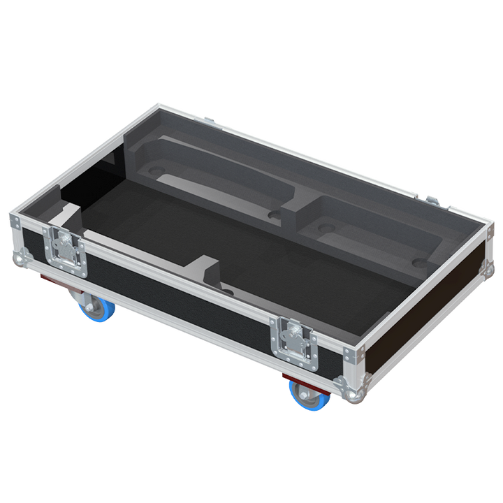 Empty interior of the flight case for 2x HK Audio Linear 5 115 F showing precision CNC-cut foam for high-density protection