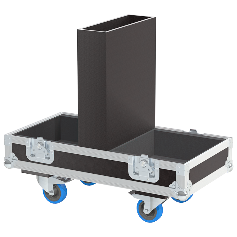 Empty interior of the twin flight case for 2x JBL EON 610 showing precision CNC-cut foam for high-density protection