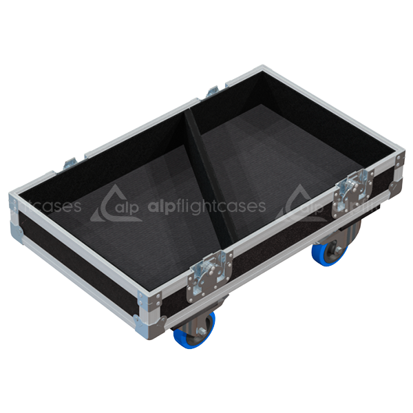 Empty interior of the twin flight case for 2x L-Acoustics 112P showing precision CNC-cut foam for high-density protection