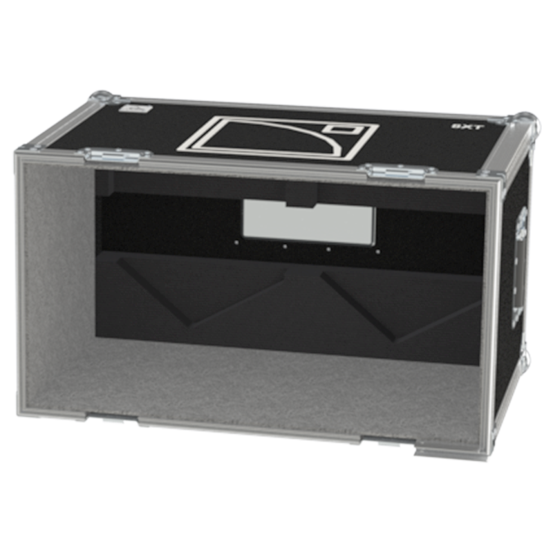 Empty interior of the twin flight case for 2x L'Acoustics 8XT showing precision CNC-cut foam for high-density protection