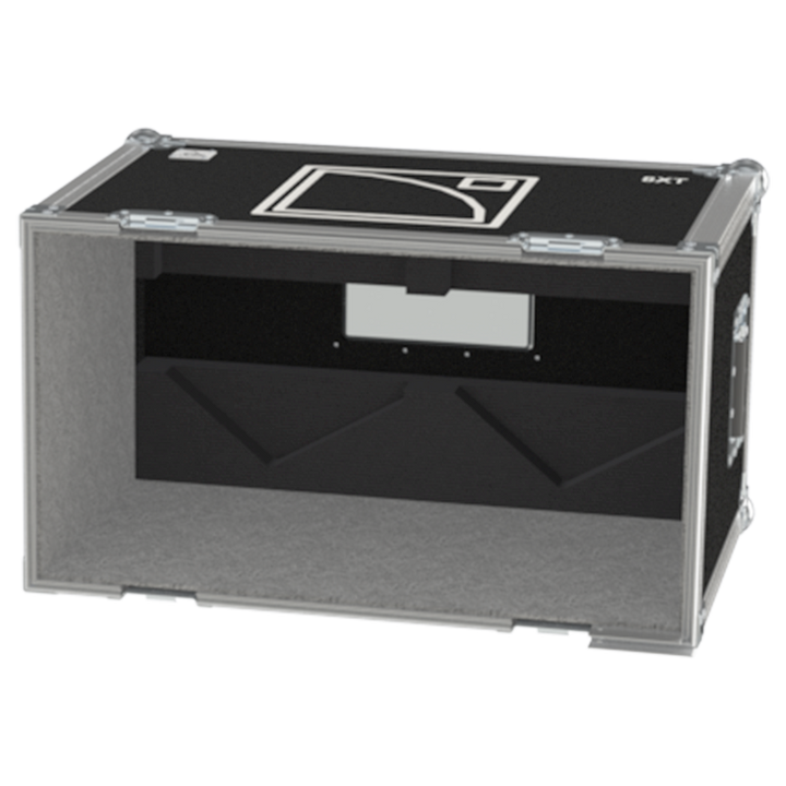 Empty interior of the twin flight case for 2x L'Acoustics 8XT showing precision CNC-cut foam for high-density protection