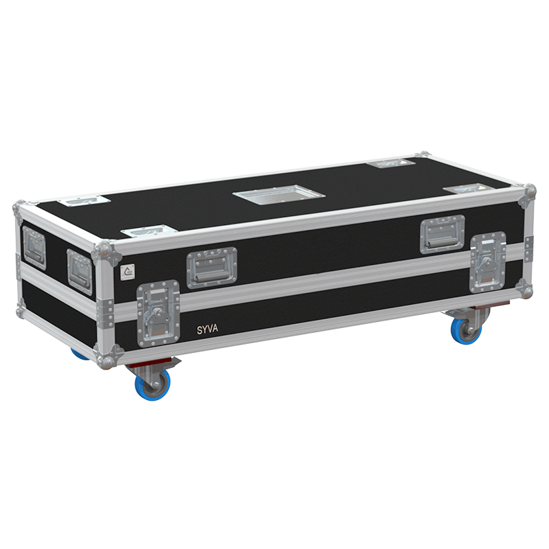 Front view of the professional twin touring flight case for 2x L'Acoustics Syva colinear speakers by ALP Flight Cases