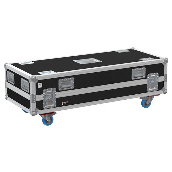 Front view of the professional twin touring flight case for 2x L'Acoustics Syva colinear speakers by ALP Flight Cases