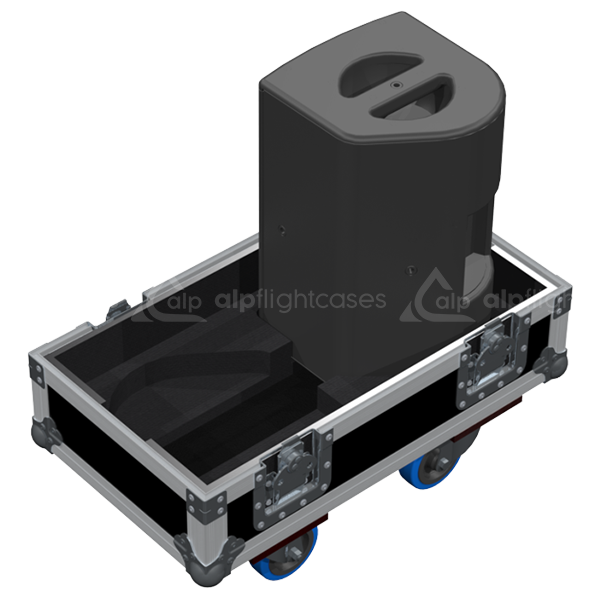 Empty interior of the twin flight case for 2x L-Acoustics X8 showing precision CNC-cut foam for high-density protection