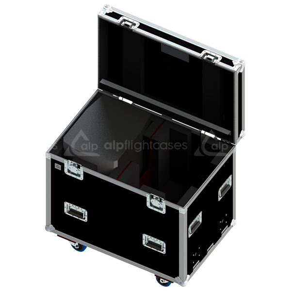Two LD Systems MAUI 28 G2 subwoofers and column elements safely secured inside the custom flight case