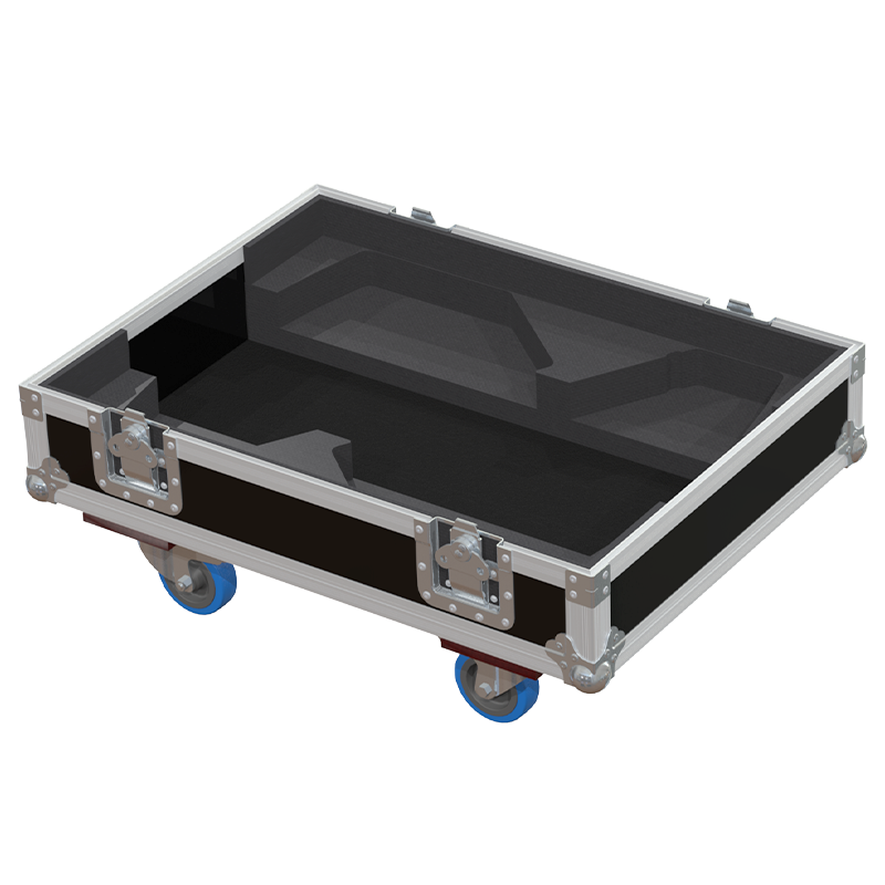 Empty interior of the flight case for 2x Martin Audio LE200 showing precision CNC-cut foam for high-density monitor protection