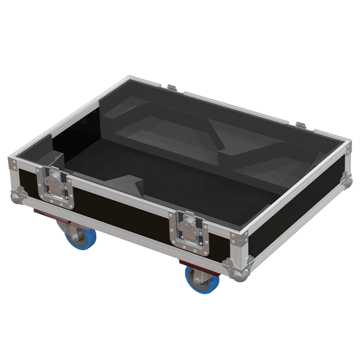 Empty interior of the flight case for 2x Martin Audio LE200 showing precision CNC-cut foam for high-density monitor protection