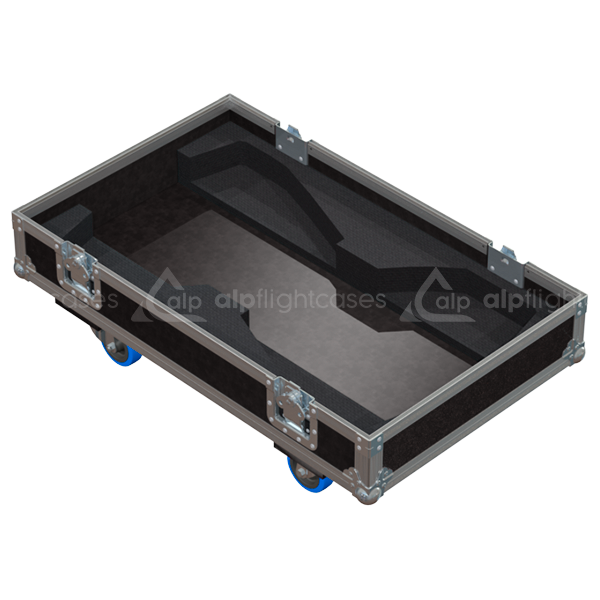 Empty interior of the twin flight case for 2x Martin Audio LE700A showing precision CNC-cut foam for high-density protection