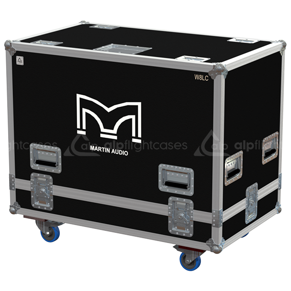 Front view of the professional twin touring flight case for 2x Martin Audio W8LC line array modules by ALP Flight Cases