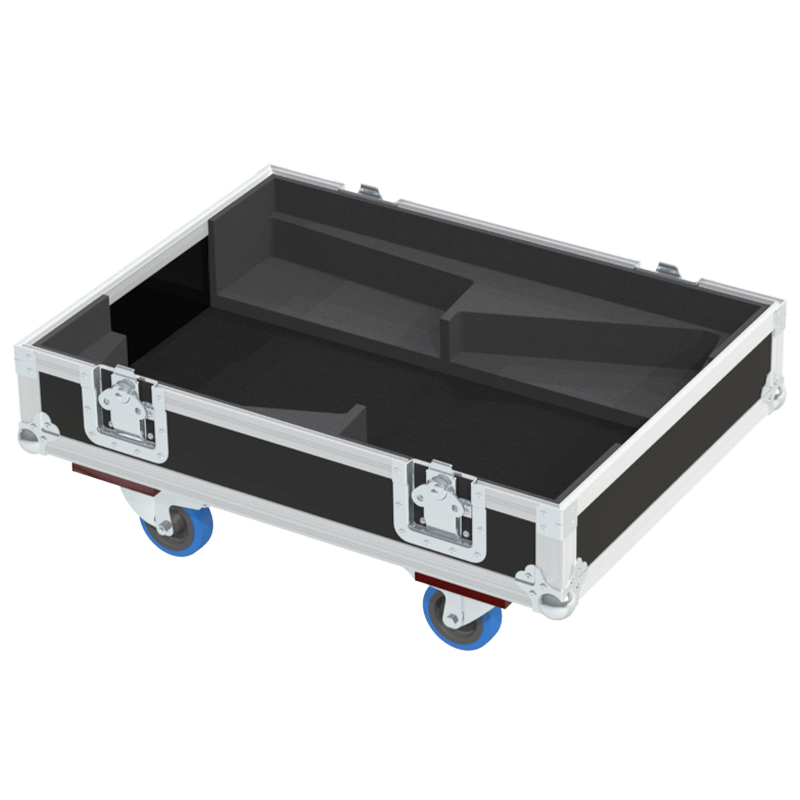 Empty interior of the flight case for 2x Martin Audio W8VDQ V2 showing precision CNC-cut foam for high-density audio protection