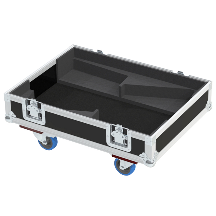 Empty interior of the flight case for 2x Martin Audio W8VDQ V2 showing precision CNC-cut foam for high-density audio protection