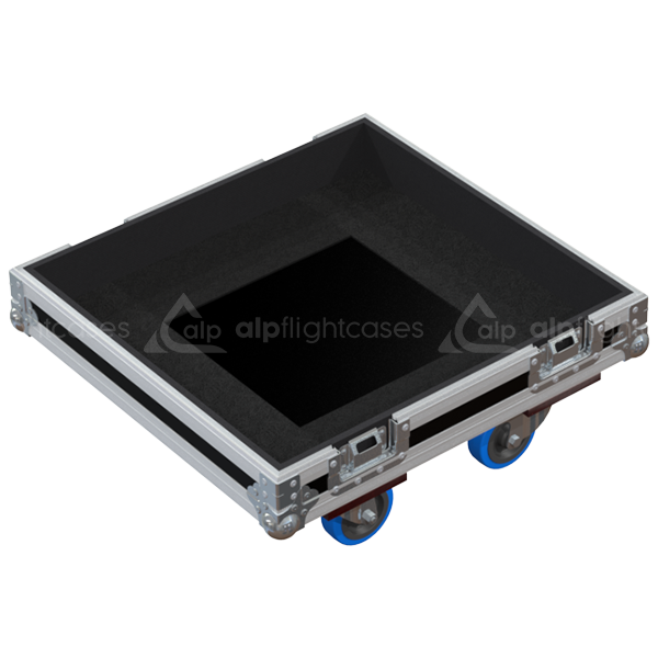 Empty interior of the twin flight case for NEXO ID S110 showing precision CNC-cut foam for high-density protection