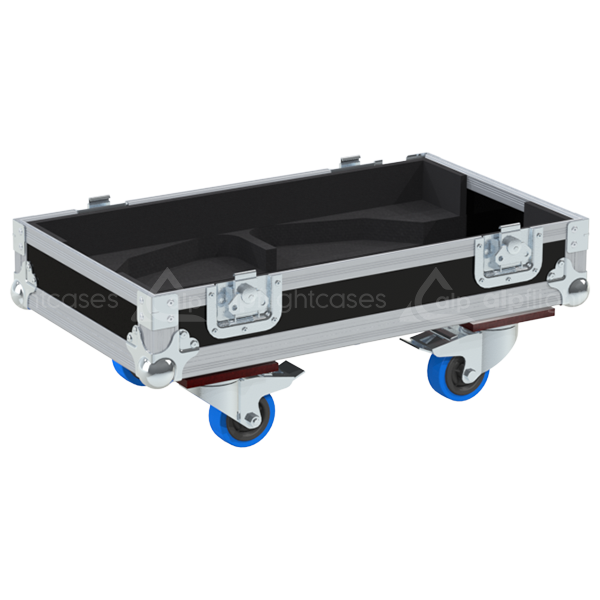 Empty interior of the twin flight case for 2x NEXO PS10 R2 showing precision CNC-cut foam for high-density protection
