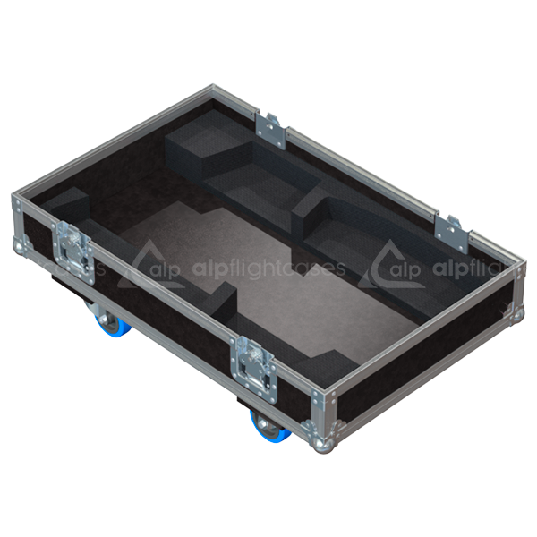 Empty interior of the twin flight case for 2x Norton Audio TOP 1 showing precision CNC-cut foam for high-density protection