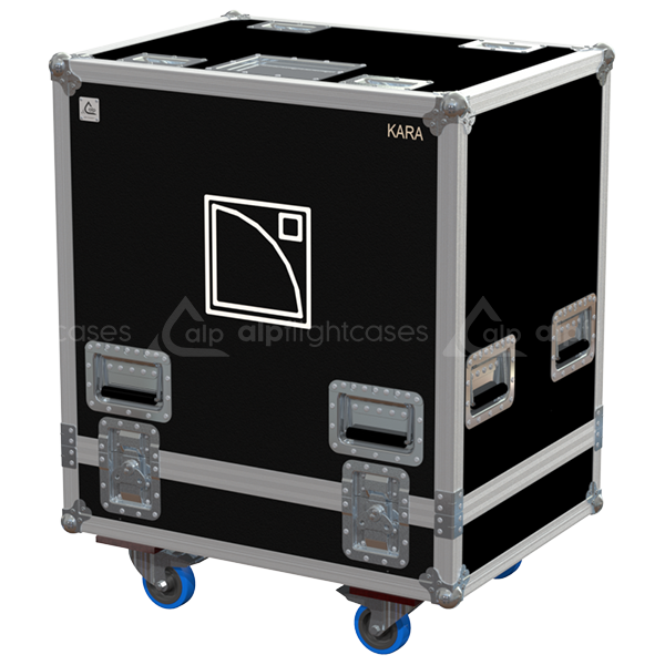 Front view of the professional triple touring flight case for 3x L-Acoustics KARA line array cabinets by ALP Flight Cases