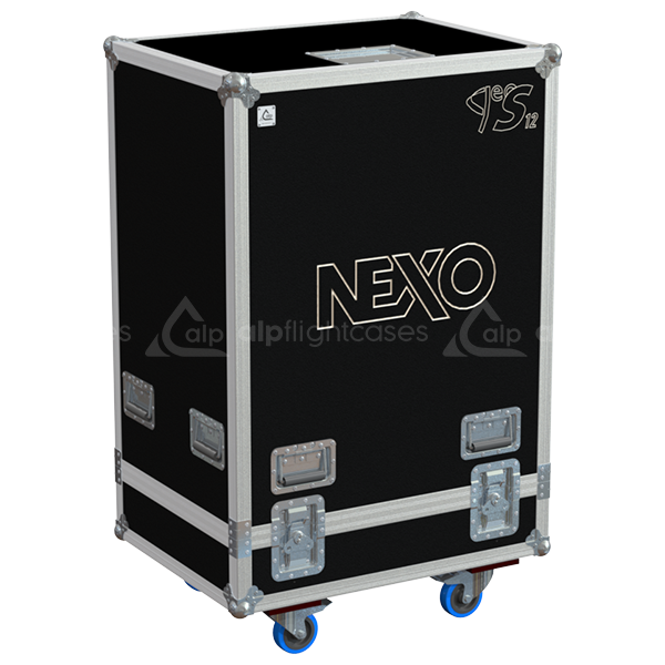 Front view of the professional triple touring flight case for 3x Nexo GEO S1210 line array modules by ALP Flight Cases