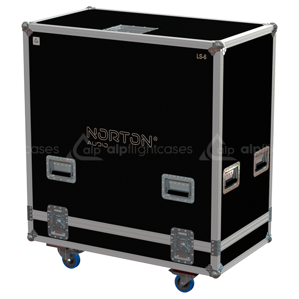 Front view of the professional triple touring flight case for 3x Norton Audio LS6 line array modules by ALP Flight Cases