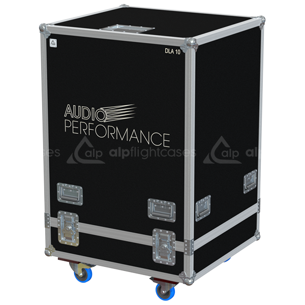 Front view of the professional quad touring flight case for 4x Audio Performance DLA 10 line array modules by ALP Flight Cases