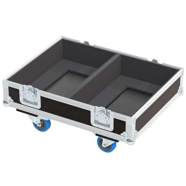 Empty interior of the quad flight case for 4x Bose 802 Series IV showing individual CNC-cut foam compartments