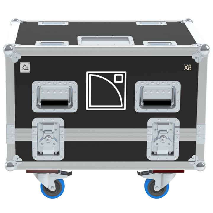 Front view of the professional quad touring flight case for 4x L-Acoustics X8 compact monitors by ALP Flight Cases