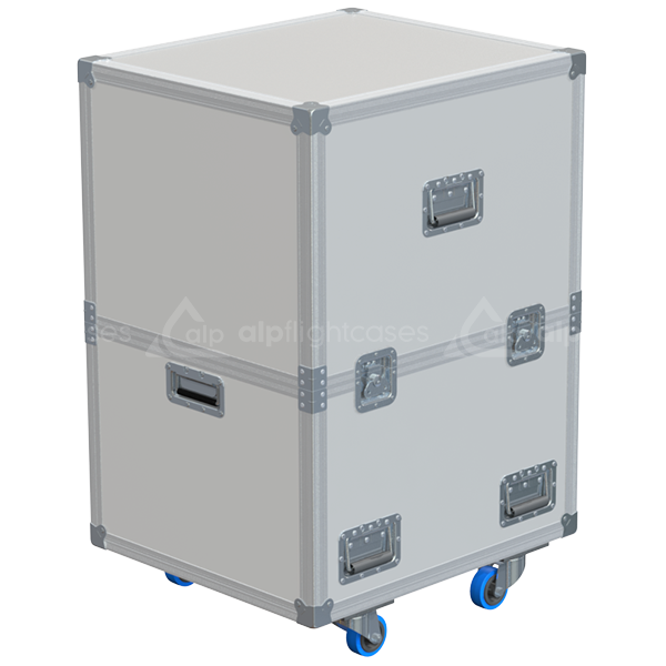 Rear view of the AHR Laser case showing the 10mm birch plywood and industrial structural build