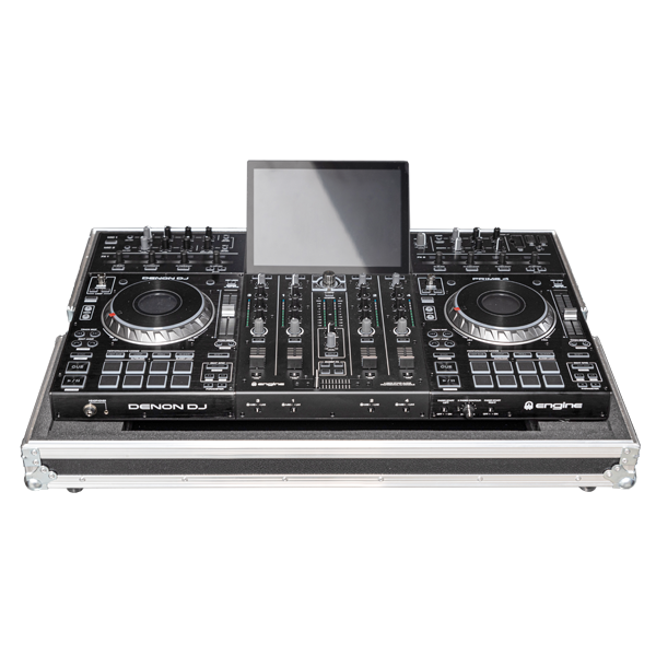 Denon DJ Prime 4 standalone DJ system safely secured inside the custom flight case for professional events