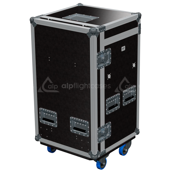 Front view of the professional 18U flight case with 5 drawers STD series by ALP Flight Cases