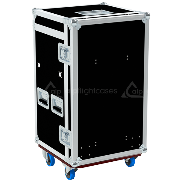 Front view of the professional 18U flight case with 7 drawers PRO series by ALP Flight Cases