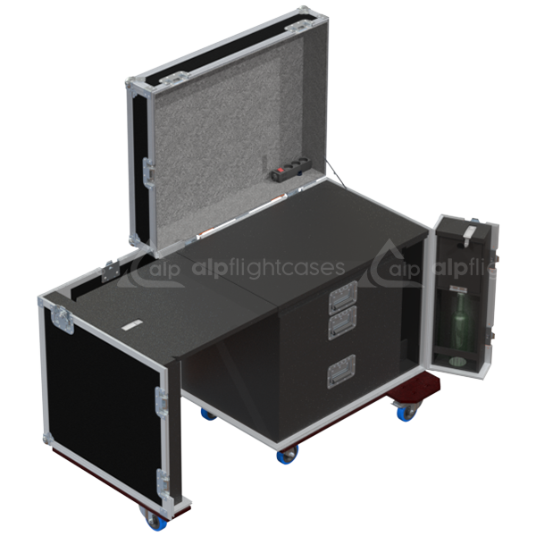 Tool Case Office V3 open showing the multi-drawer system and the front lid converted into a side table