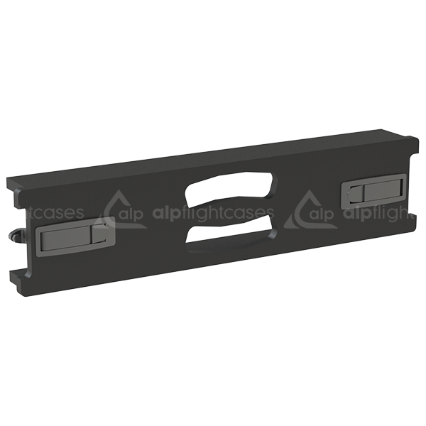 Exterior view of the compact 2U front cover for 19 inch rental racks finished in semi-matte black by ALP Flight Cases