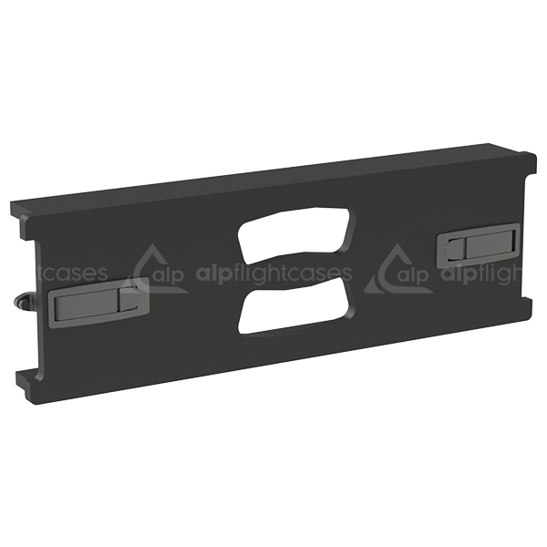 Exterior view of the 3U front cover for 19 inch rental racks finished in semi-matte black by ALP Flight Cases