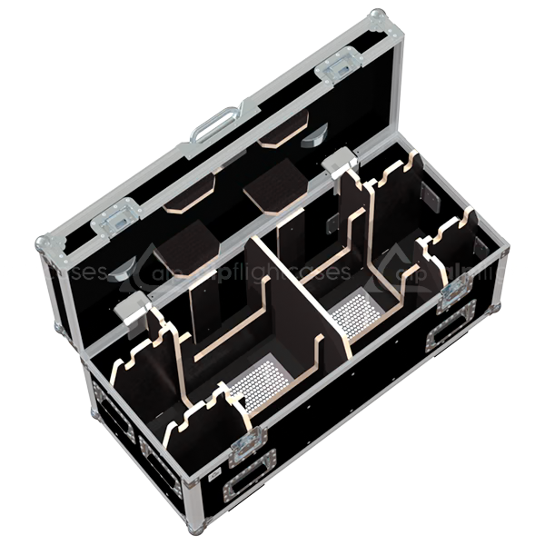 Empty interior view of ALP flight case for 2x GIS LPM 500kg motors