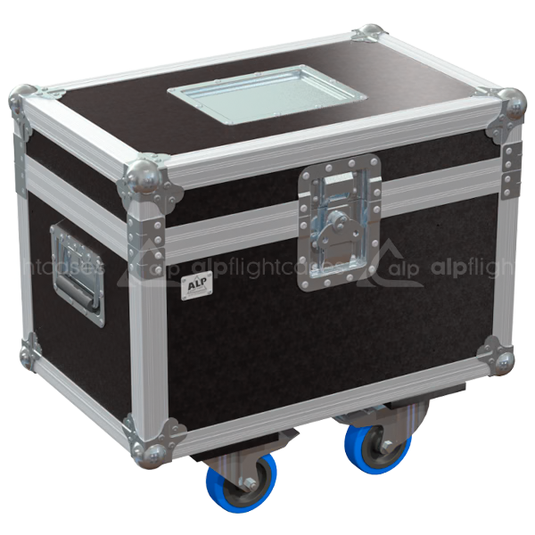 Front view of ALP professional flight case for 2x Liftket 125/0.25T motors with wheels