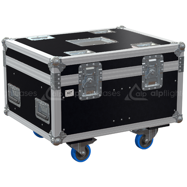 Front view of ALP professional flight case for 4x Liftket 125/0.25T motors with wheels
