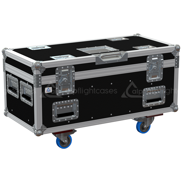 Front view of ALP professional flight case for 2x Liftket D8 0.5T motors with wheels