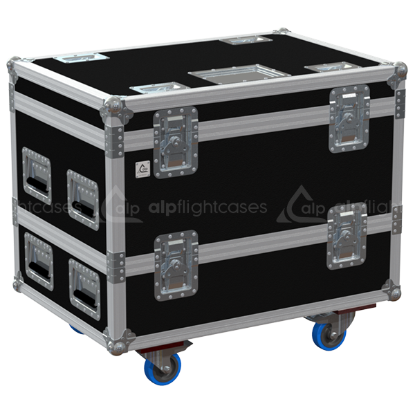 Professional flight case front view, featuring durable construction and high-quality hardware for Nexo XCOUP2, MBEAM, BCOUP2, and KBEAM units by ALP Flight Cases.