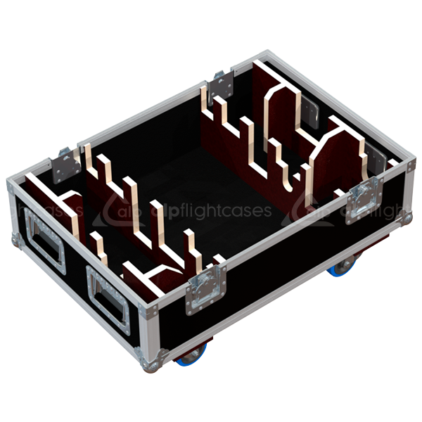 Empty interior view of the professional flight case, highlighting the precision-engineered compartment for Nexo rigging hardware.