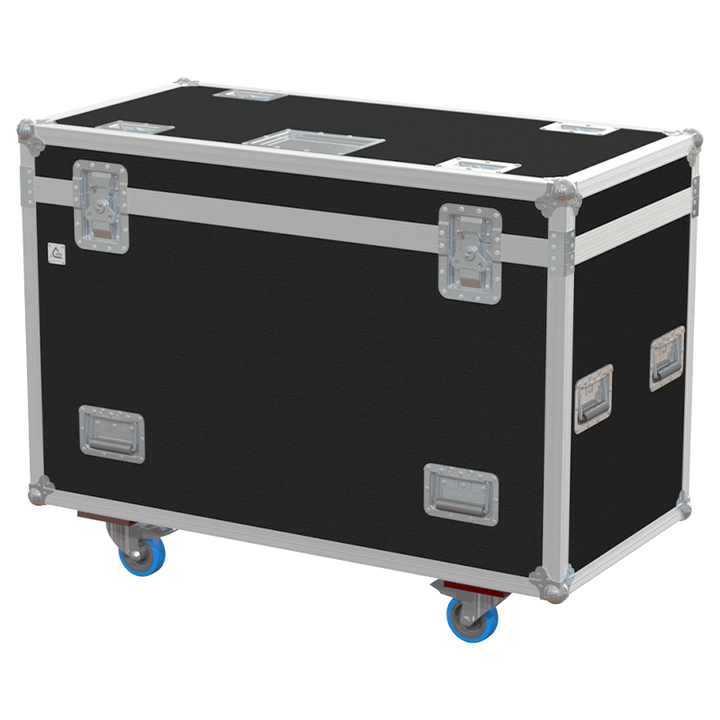 Exterior front view of the professional Nexo VNT BUMPM10 bumper flight case featuring 10mm Birch Plywood, durable PVC finish, and heavy-duty wheels by ALP Flight Cases