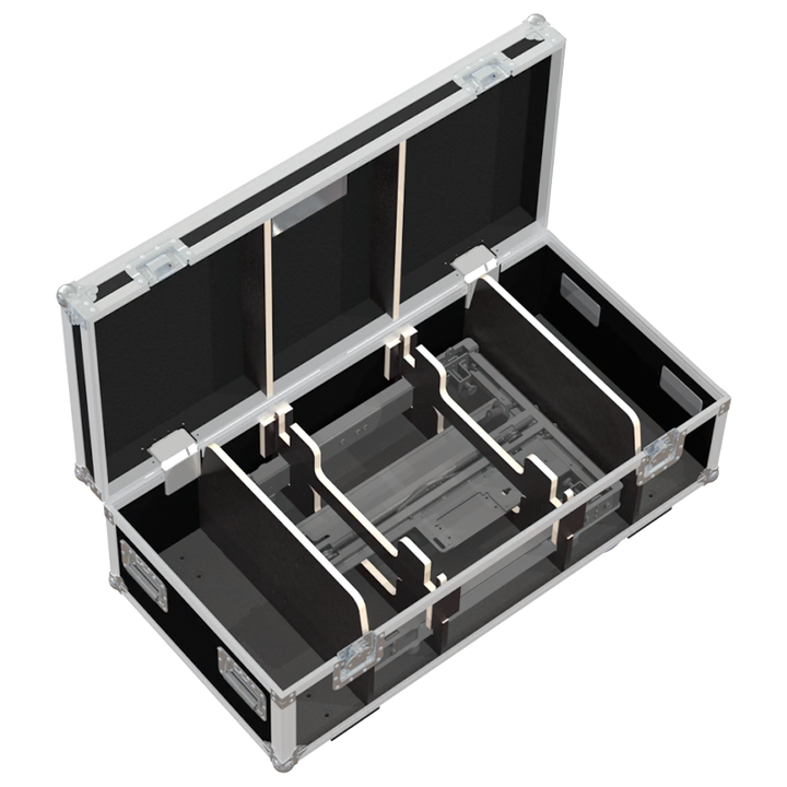 Close-up of the specialized Large Ball Corners and Large Butterfly Catches securing the ALP rigging case